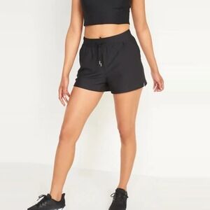 Old Navy PowerSoft Shorts Womens XL Black High Rise Loose Fit Go-Dry Active